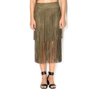 Hot and Delicious Faux Suede Fringe Skirt M